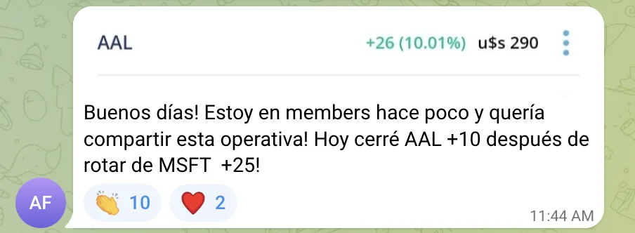 Victoria: AAL (American Airlines) +10,01% tras rotar desde MSFT