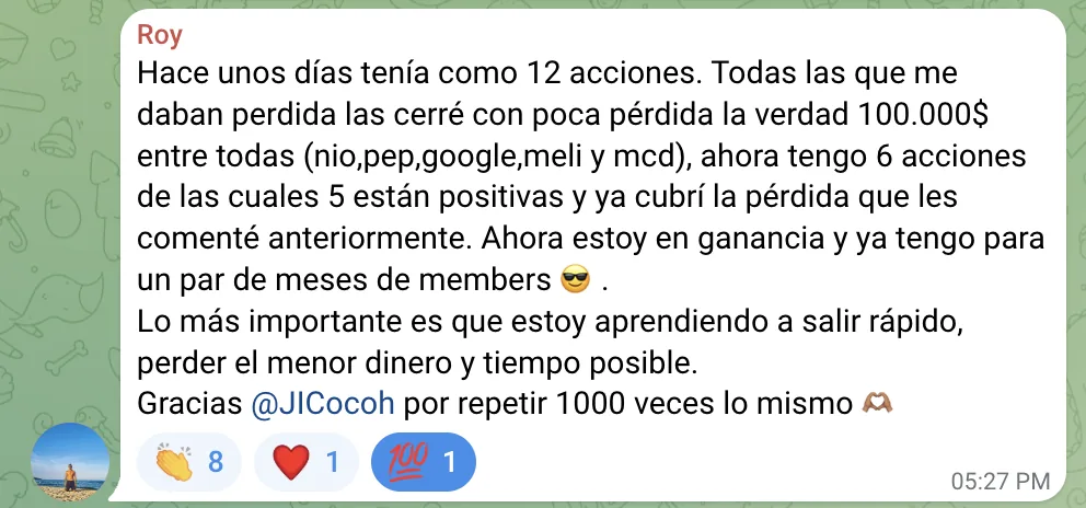 Victoria: cortó 5 pérdidas a tiempo y quedó con 5 de 6 acciones en positivo, ya cubierta la pérdida