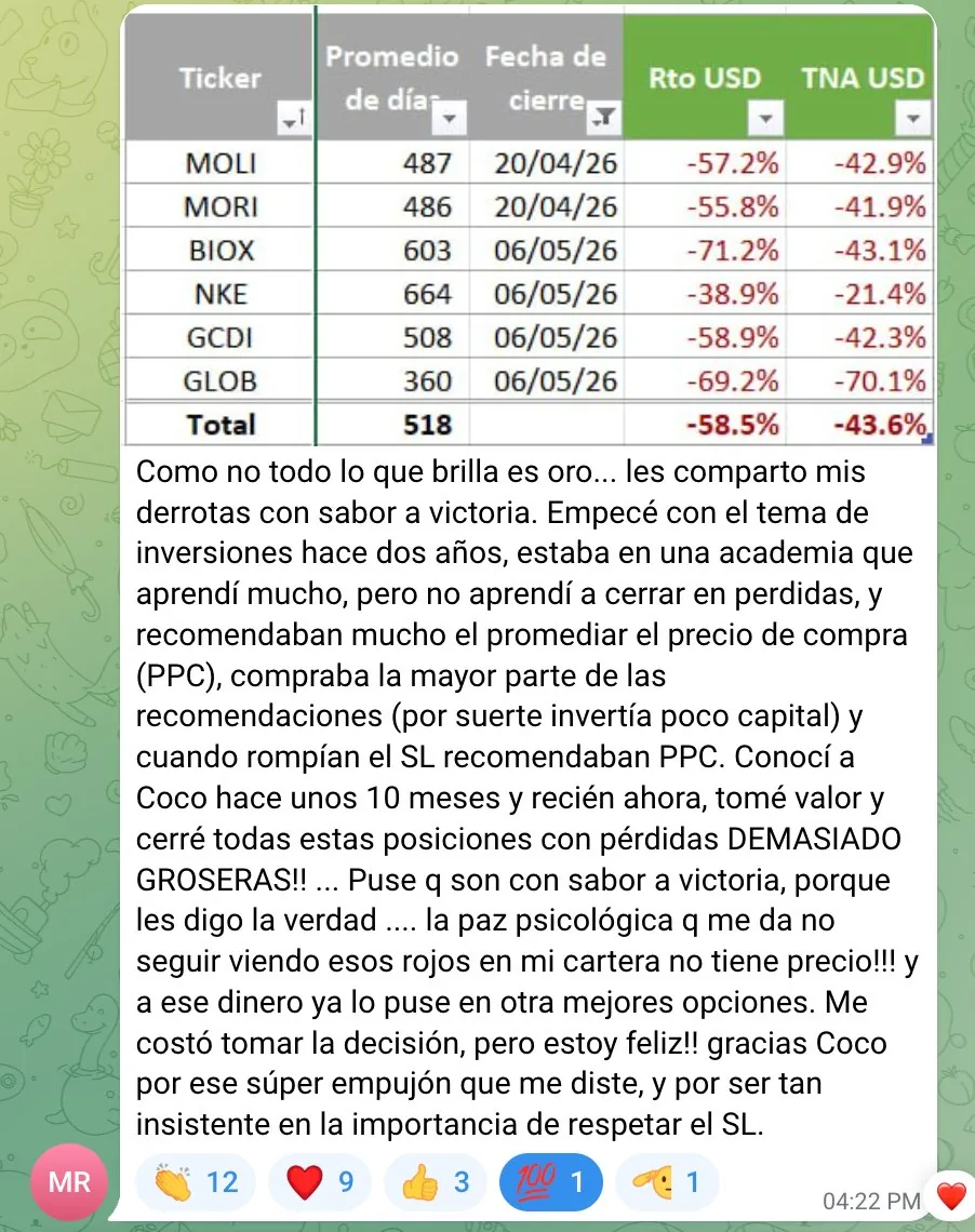Victoria: Aprendió a cortar pérdidas a tiempo